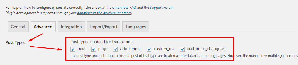 Q-Translate supported post_type
